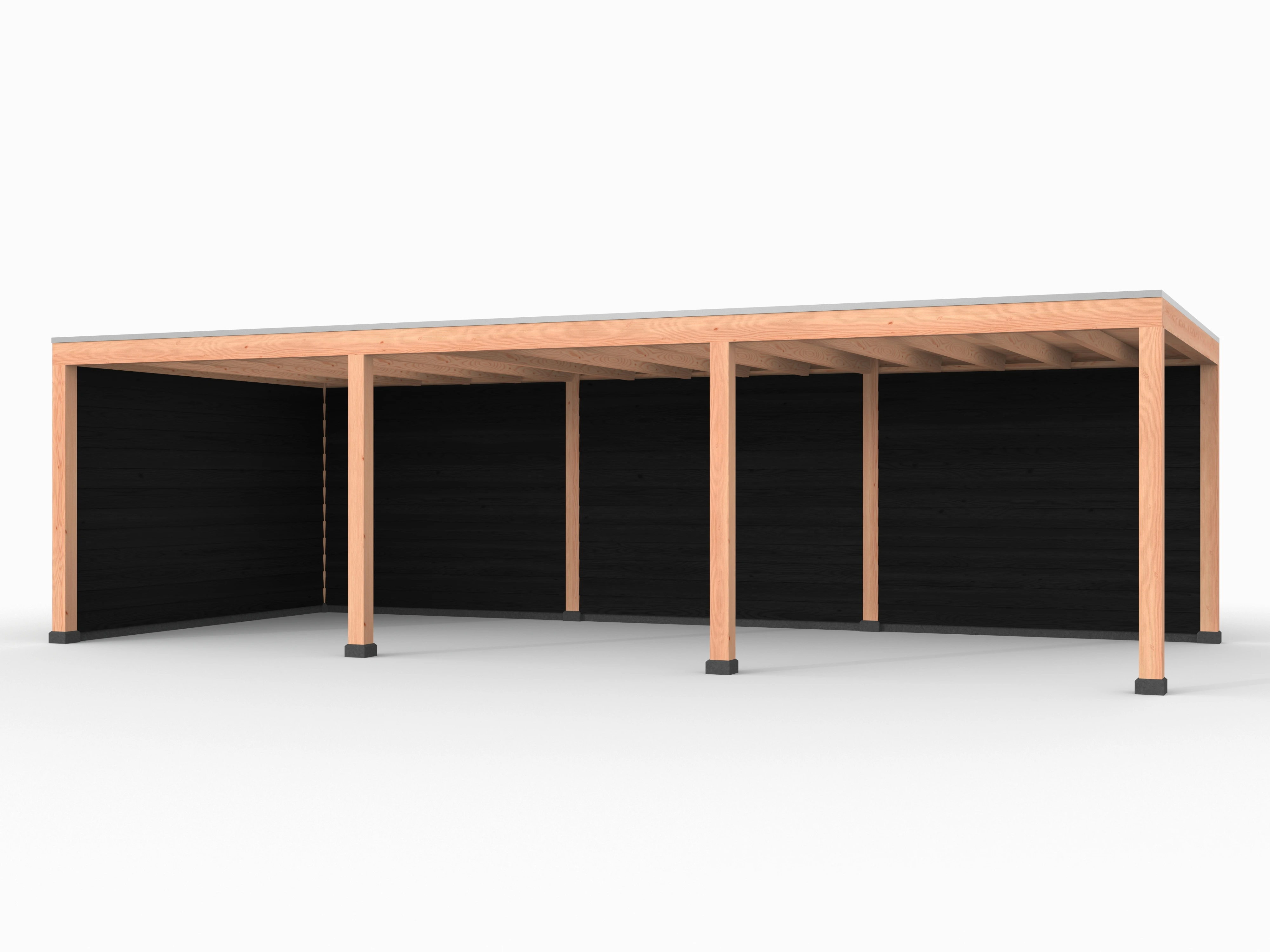 Douglas overkapping, 900 x 400, met achterwand en zijwand, Westwood Elegant zwart - Afbeelding 1